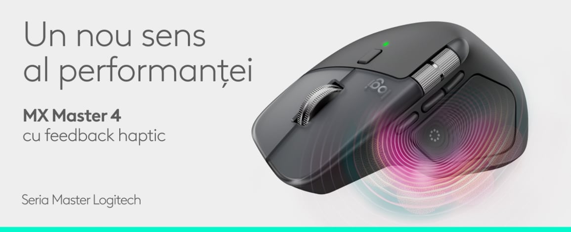 Mouse Wireless LOGITECH MX Master 4, 8000 dpi, Bluetooth, gri